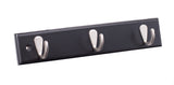BIRDROCK HOME Modern 3 Hook Coat Rack Black Finish Satin Nickel Hooks