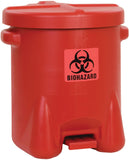 Eagle 14 Gallon Biohazard Trash Can with Foot-Operated Self-Closing Lid, 22 x 18 x 21, Made in The USA from High-Density Polyeth