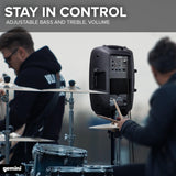 Gemini 500W Powered PA Speaker 8- Lightweight Active Floor Monitor with EQ, Mic/Line Inputs, Portable Cabinet for Practice,