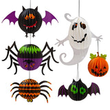 AIMI Halloween Party Decorations 6 Pack, Large 12-20Inch Hanging Paper Lanterns 3D Folding Pumpkins Spiders Ghosts Bats Hallowee