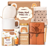 Gift Baskets for Women, 9pcs Unique Happy Birthday Gifts for Women, Thank You Basket Christmas Ideas Box w/ Coffee Mug Her Mom F