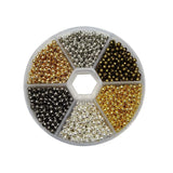 Chenkou Craft 1Box 1800pcs Assorted of 6 Sizes Metal Tinny Spacer Beads Jewelry Making Supplies (Mix, 1/8(3mm))