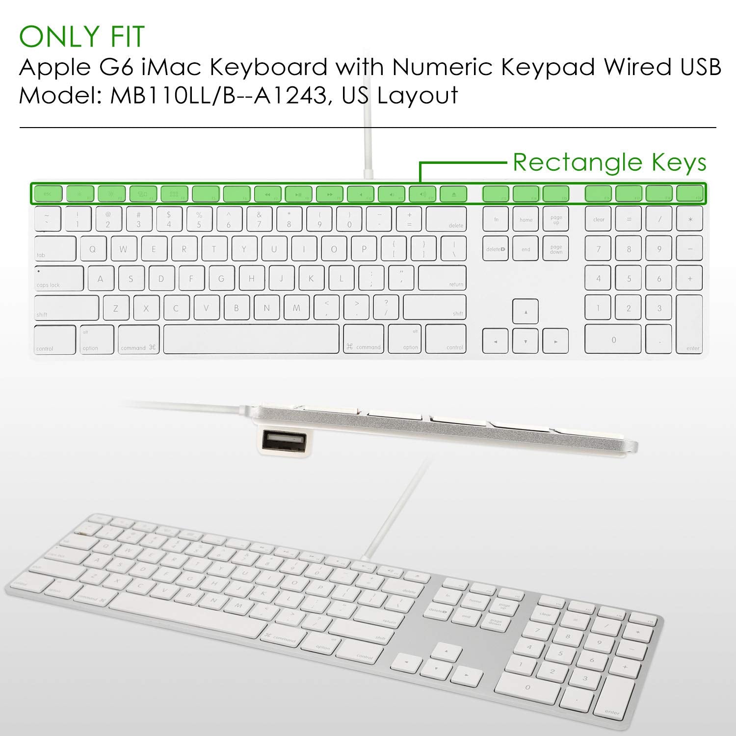 Allinside Black Keyboard Cover For Imac Usb Keyboard A1243 Mb110Ll/B