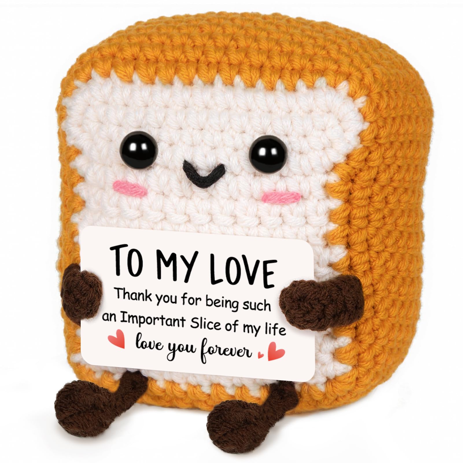 Glydein I Love You Gifts for Him Her, To My Love Handmade Crochet Toast Present, Cute Anniversary Birthday Gifts for Boyfriend G
