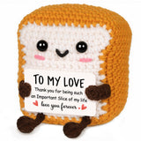 Glydein I Love You Gifts for Him Her, To My Love Handmade Crochet Toast Present, Cute Anniversary Birthday Gifts for Boyfriend G