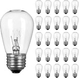 Moonflor 26 Pack S14 Light Bulbs, 11 Watt Replacement Incandescent Glass Bulbs with E26 Medium Base for Outdoor Patio Garden Vin