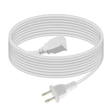 2 Prong Polarized White Extension Cord 15 feet Thin Power Cable Male to Female, 125V 5A 625W for Indoor/Home Use, Slim Design fo