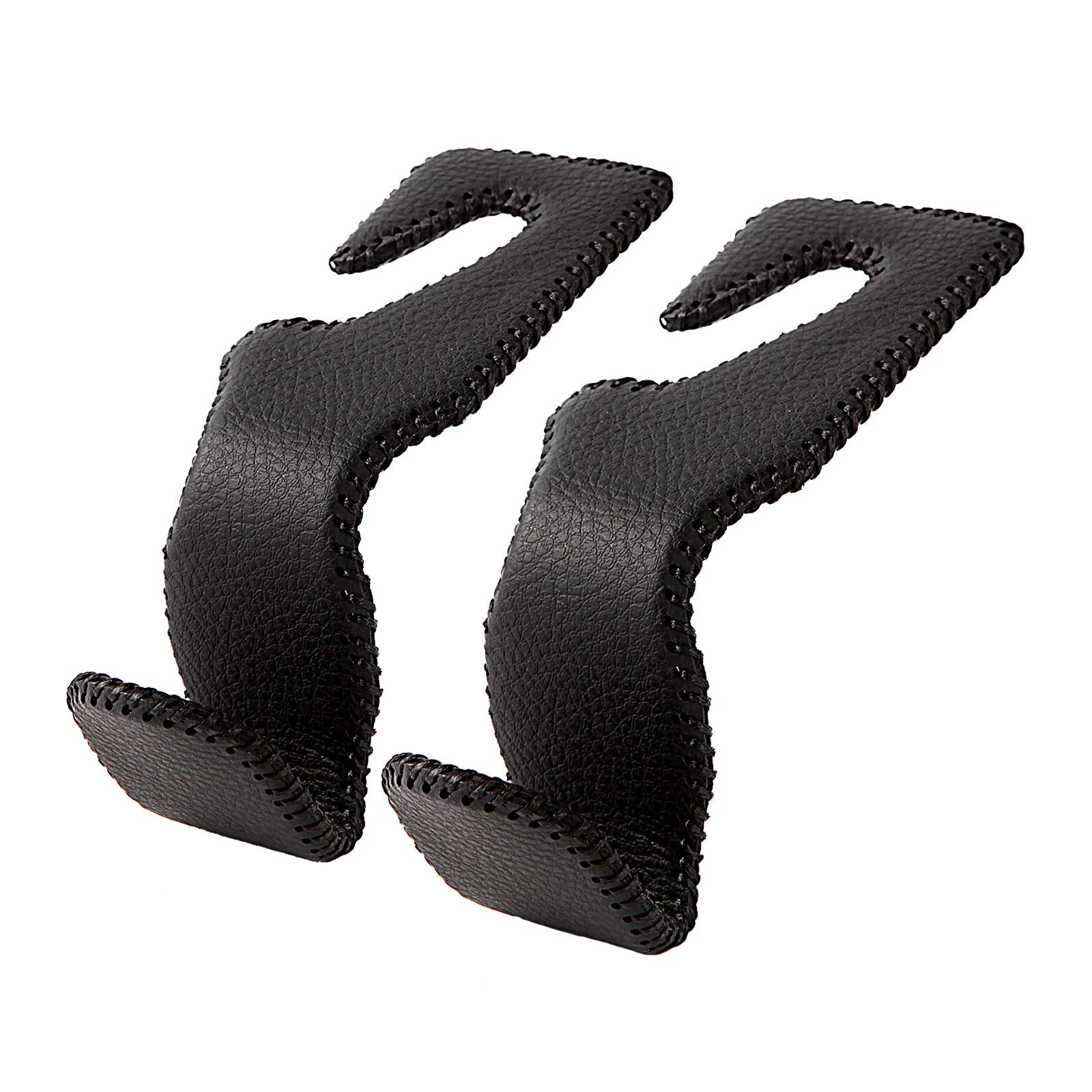 AMVOYOA Headrest Hooks for Car, Back Seat Organizer Black Leather Hanger Holder Hook, for Hanging Purses and Bags and Coats, Pac