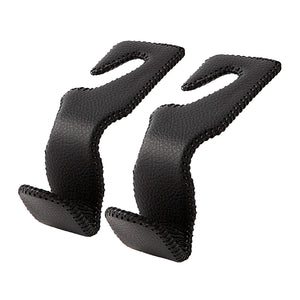 AMVOYOA Headrest Hooks for Car, Back Seat Organizer Black Leather Hanger Holder Hook, for Hanging Purses and Bags and Coats, Pac