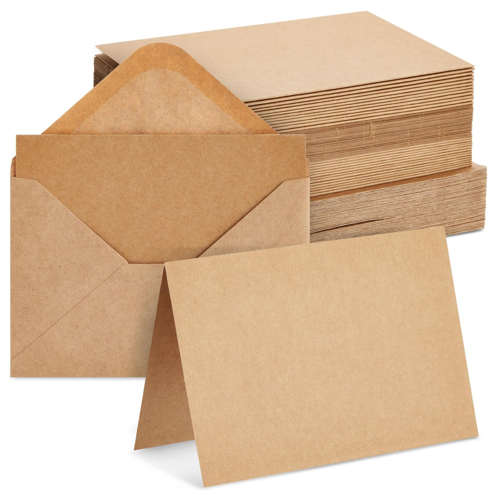 48 Pack Blank Cards And Envelopes 4X6 Brown, Folded Greeting Cards For Diy Thank You Notes, Wedding, Birthday Invitations, Craft