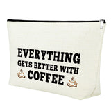 Mxrymvu Coworker Gifts for Women Makeup Bag Coffee Lover Gift Coffee Drinker Themed Cosmetic Bag for Friend Coworker Boss Sister