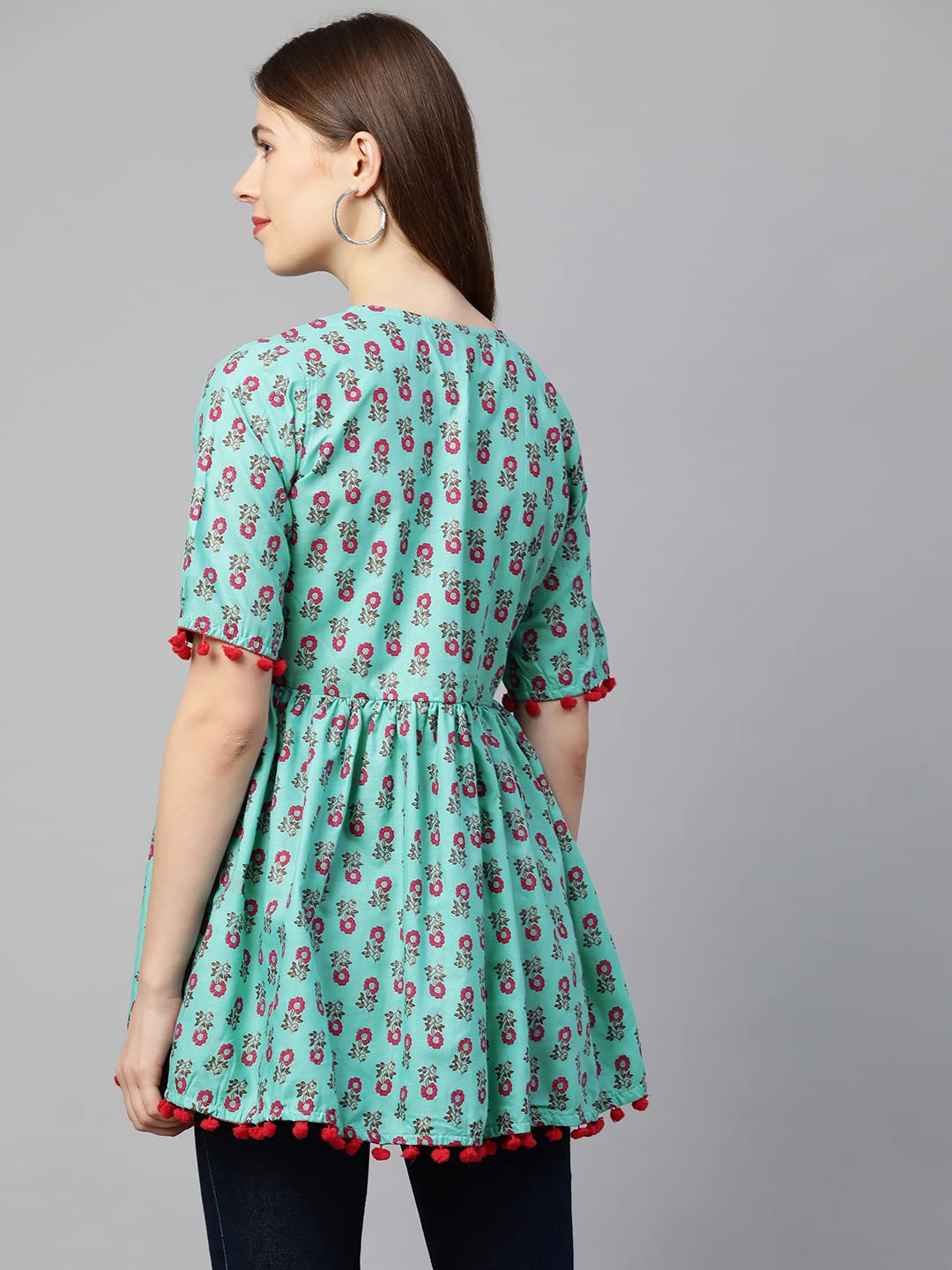 Anni Designer Women'S Cotton Regular Top (Tp-Cot-10170-Green_Xl_Green_X-Large),Green,XL,Cotton,Regular,