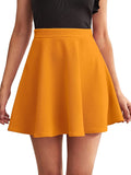 Wedani Women'S & Girl'S Solid High Waist Flared Skater Short Mini Skirt (28 Mustard),Mustard,M