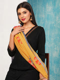 Anni Designer Women'S Cotton Blend Embroidered Straight Kurta With Pant & Dupatta (Fronx Black-Nw_Xl_Black_X-Large),Black,XL,,,