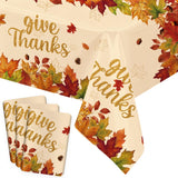 IMISHM 3 Pack Fall Thanksgiving Party Supplies Give Thanks Tablecloth Plastic Table Cover for Autumn Thanksgiving Party Decorati