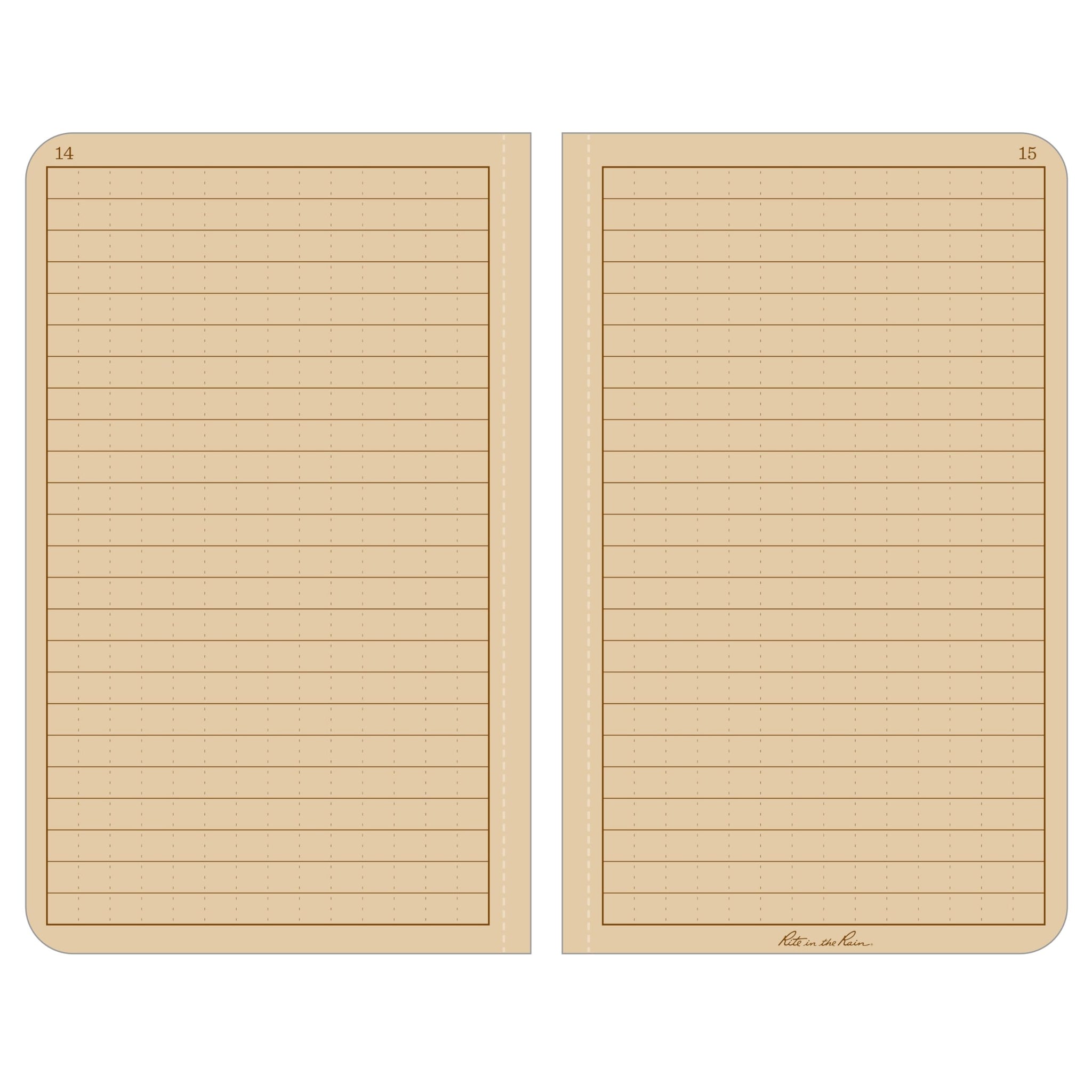 Rite In The Rain Weatherproof Hard Cover Notebook, 4.25 X 6.75, Tan Cover, Universal Pattern (No. 970Tf-M)