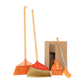 BMart Home Bathroom Cleaning Broom Set, 4Piece Broom and Dustpan Set with Long & Short Handle Brooms Stiff Floor Broom, Angle