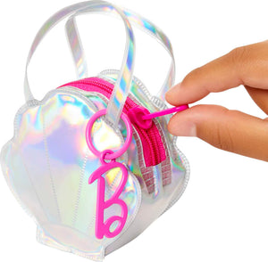 Barbie Clothes, Deluxe Clip-On Beach Bag With Swimsuit And Five Themed Accessories For Barbie Dolls