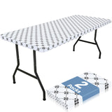 misaya 2 Pack Rectangle Vinyl Table Cloth, Elastic Fitted Tablecloth with Flannel Backing, Waterproof Plastic Table Cover Fits 6
