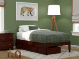 AFI, Colorado Twin Platform Bed with 2 Storage Drawers, Walnut