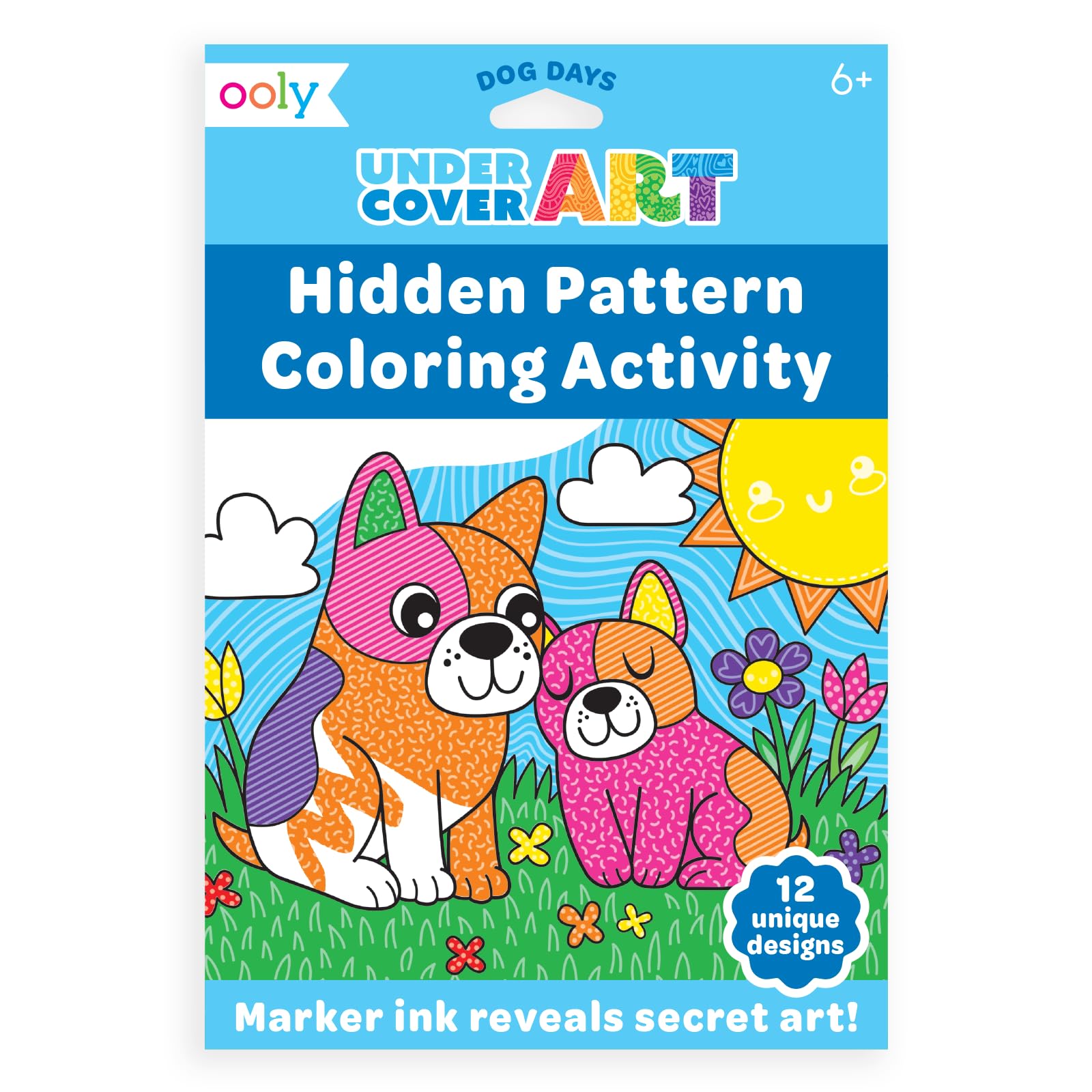 Ooly Undercover Art Hidden Pattern Coloring Activity Art Cards - 12 Unique and Fun Designs, Non-Toxic Coloring Gifts for Kids, A