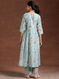 Libas Women'S Silk Blend Printed Kurta Set (36767O Blue Blue M
