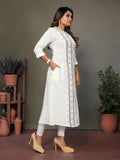 Rangita Off White Rayon Calf Length Printed A-Line Kurti | Kurta For Women_Xl