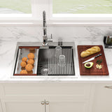Sarlai 25 Kitchen Sink Drop-In Workstation - 25 x 22 Inch Topmount Ledge Stainless Steel 16 Gauge Single Bowl Over Counter for K