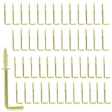 Auvotuis 50Pcs L Screw Hooks 1-1/4 Inch, Metal L Shaped Square Bend Hooks, Gold Right Angle Hook for Hanging