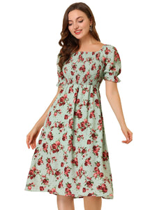 Toplot Dresses For Women Knee Length With Floral Print(Dress-5107-Dot-M) Green,Green,,B0C4DJTCDS