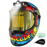 YESWELDER Auto Darkening Welding Helmet with SIDE VIEW and LED, 180 Panoramic View, 1/1/1/1 True Color Solar Powered Welder Hood