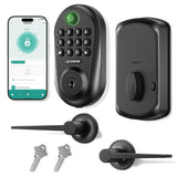 IRONZON Keyless Entry Door Lock - 350Y 5-in-1 Fingerprint Smart Locks for Front Door with Handle Set, Electronic Keypad Door Loc
