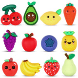 Watersay 12 Pcs Fruit 3D Silicone Focal Beads for Pens Bracelet Fruit Character Beads Bulk Funny Apple Strawberry Lemon Cherry f