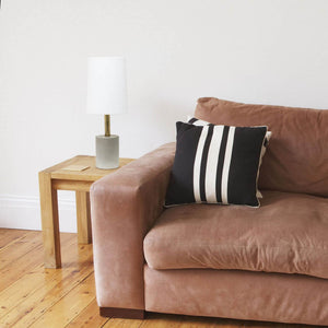 Alltherages Lalia Home Modern Antique Brass Concrete Table Lamp With Linen Shade - White
