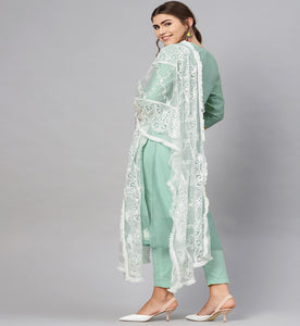 Gosriki Women'S Cotton Blend Straight Embroidered Kurta With Pant & Dupatta (Enter-Pista Green-Jan02-Gs_Xxl_Pista Green_Xx-Large),Pista Green,2,B0BSR2MN57
