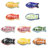 Ipotkitt 10 pcs 10 Colors Handmade Printed Famille Rose Porcelain Fish Beads Sea Ocean Cute Animal Spacer Bead for DIY Jewelry B