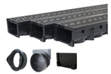 Drainage Trench Channel Drain with Grate Black Plastic 3 x 39 (117 Total Length)