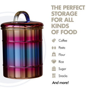Amici Home Rainbow Metal Storage Canister | Dry Food Storage Container | Airtight Lid | 38 Ounce Capacity | Modern Home D cor |