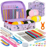 Gdnk 59 Pcs Crochet Knitting Needle Kit With Carry Bag Ergonomic Hooks Crochet Needle Kit Comprehensive Crochet Hook Set For Beg