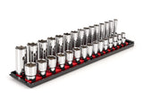 TEKTON 1/2 Inch Drive 6Point Socket Set with Rails, 30Piece (1024 mm) | SHD92211