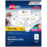 Avery Clean Edge Printable Business Cards with Sure Feed Technology, 2 x 3.5, White, 400 Blank Cards for Laser Printers (5877)