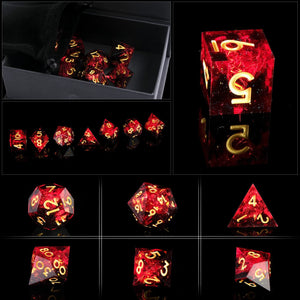 YEMEKO Sharp Edge DND Dice Set Handmade 7 Accessories Dice for Dungeons and Dragons TTRPG Games, Multi-Sided RPG Polyhedral Resi