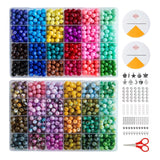 1300 Pcs Round Glass Beads for Jewelry Making - 8mm Beads in 48 Colors, 2 Box Set of Bulk Glass Beads for Bracelets, Crafts & DI