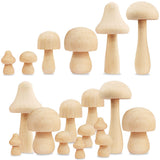 12Pcs Unfinished Wooden Mushroom Natural Mini Wooden Mushroom Various Sizes Plain Unpainted Wood Mushrooms for Arts and Crafts P