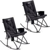 Portal Folding Rocking Chair Indoor & Outdoor Thick Padded Rocking Recliner Chair Portable Camping Rocker for Patio Front Porch 