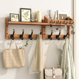 Evermagin 29 Coat Rack Wall Mount with Shelf, 4 in 1 Wall Mounted Coat and Key Hanger with 11 Hooks, Entryway Key Holder with Ma