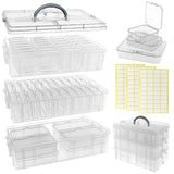 Guyuyii Bead Organizers and Storage with Labels and Handle - 58 Pcs Small Plastic Bins with Lids and 3-Tier Stackable Clear Bead