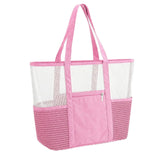 Snappsy Transparent Beach Tote WaterResistant Mesh Shore Tote Easy To LowMaintenance Mesh Handbag For Pool, Travel Pink