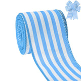 Easter Ribbon Wired Edge, Spring Light Blue and White Ribbon Wired Vertical Stripes Fabric Ribbon Gift Wrapping DIY Craft Wreath