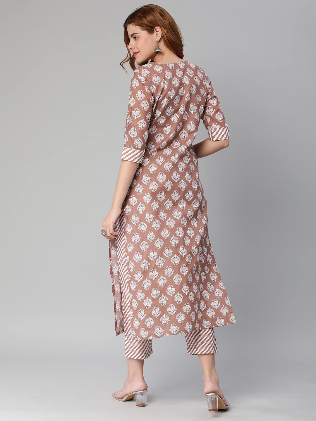 Gosriki Women'S Cotton Blend Printed Straight Kurta With Pant (Funnu Brown-Nw5-Gs_Xxl_Brown_Xx-Large),Brown,2,B0BXLQ34NQ